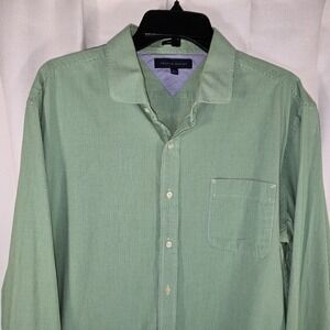 Tommy Hilfiger Green‎ Gingham Check Button Up Long Sleeve Slim Fit Dress Shirt